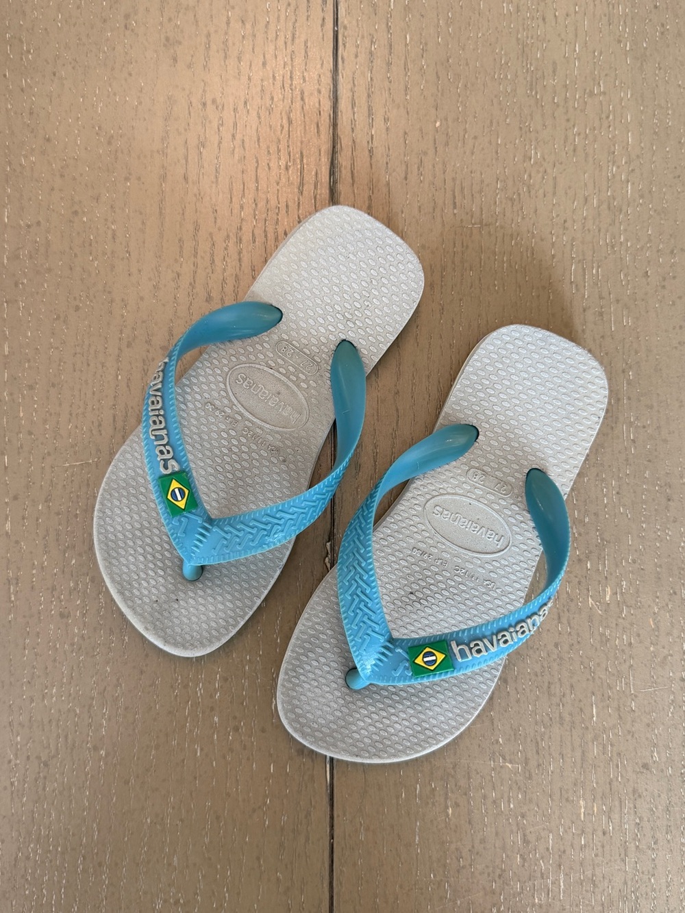 Havianas Kids Brasil Logo Classic Blue Flip Flops/Sandals Boys Size 10C-11C